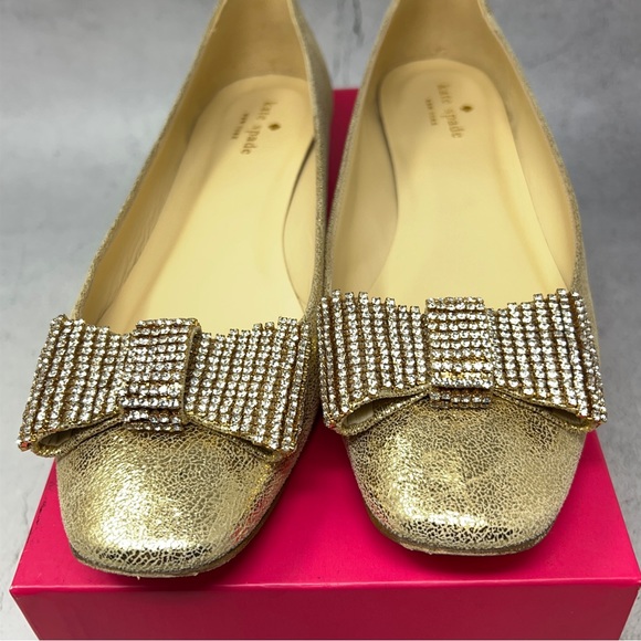 Kate Spade Noelle Gold/Crinkle Metallic Flats.